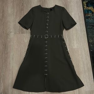 Hunter green dress with chain details